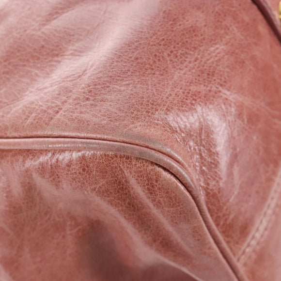 Miu Miu Hand Bag Leather 2way Pink Gold Auth 167650M