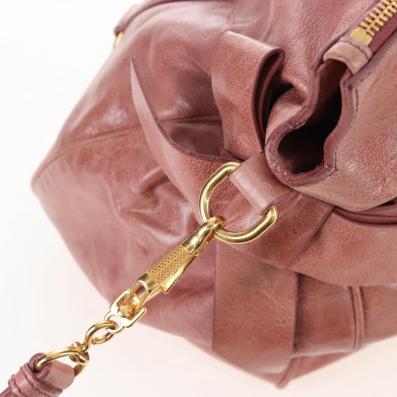 Miu Miu Hand Bag Leather 2way Pink Gold Auth 167650M