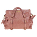 Miu Miu Hand Bag Leather 2way Pink Gold Auth 167650M-13