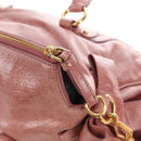 Miu Miu Hand Bag Leather 2way Pink Gold Auth 167650M-23