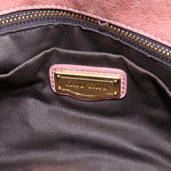 Miu Miu Hand Bag Leather 2way Pink Gold Auth 167650M