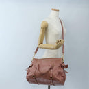 Miu Miu Hand Bag Leather 2way Pink Gold Auth 167650M-30