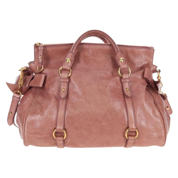 Miu Miu Hand Bag Leather 2way Pink Gold Auth 167650M