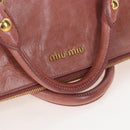 Miu Miu Hand Bag Leather 2way Pink Gold Auth 167650M-7