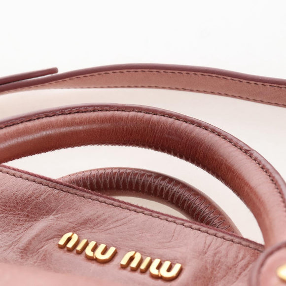 Miu Miu Hand Bag Leather 2way Pink Gold Auth 167650M