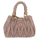 Miu Miu Matelasse Hand Bag Leather 2way Pink Gold Auth 167651A-3
