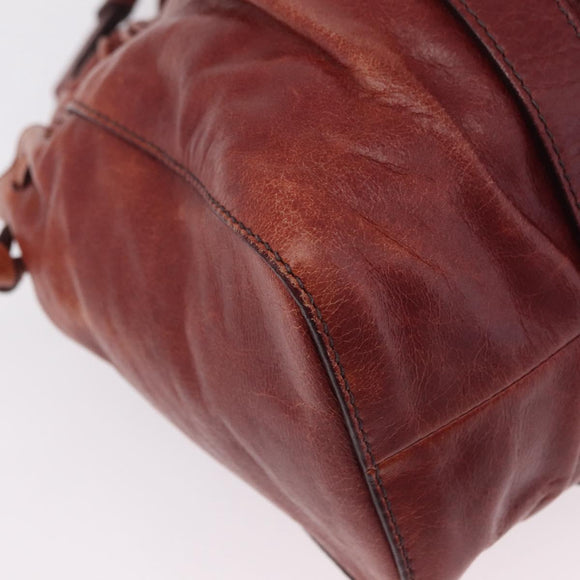 Miu Miu Hand Bag Leather 2way Brown Silver Auth 167652M