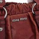 Miu Miu Hand Bag Leather 2way Brown Silver Auth 167652M-22