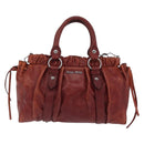 Miu Miu Hand Bag Leather 2way Brown Silver Auth 167652M-13