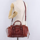 Miu Miu Hand Bag Leather 2way Brown Silver Auth 167652M-28