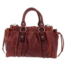 Miu Miu Hand Bag Leather 2way Brown Silver Auth 167652M-2