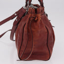 Miu Miu Hand Bag Leather 2way Brown Silver Auth 167652M-3