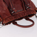 Miu Miu Hand Bag Leather 2way Brown Silver Auth 167652M-6