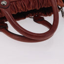 Miu Miu Hand Bag Leather 2way Brown Silver Auth 167652M-7