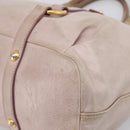 Miu Miu Hand Bag Leather Beige Gold Tone Auth 167653-15