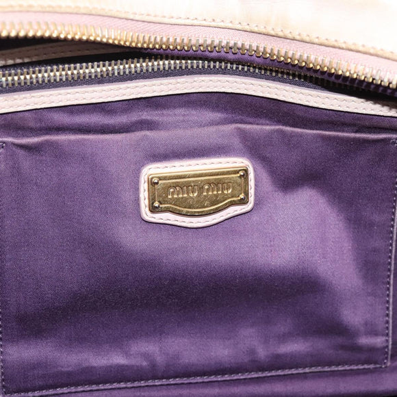 Miu Miu Hand Bag Leather Beige Gold Tone Auth 167653