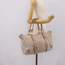 Miu Miu Hand Bag Leather Beige Gold Tone Auth 167653-23