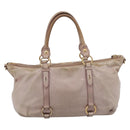Miu Miu Hand Bag Leather Beige Gold Tone Auth 167653-2