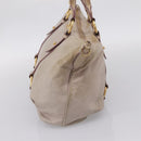 Miu Miu Hand Bag Leather Beige Gold Tone Auth 167653-4