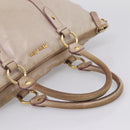 Miu Miu Hand Bag Leather Beige Gold Tone Auth 167653-6