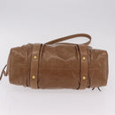 Miu Miu Hand Bag Leather 2way Beige Gold Auth 167654SAM-5
