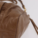 Miu Miu Hand Bag Leather 2way Beige Gold Auth 167654SAM-17