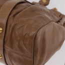 Miu Miu Hand Bag Leather 2way Beige Gold Auth 167654SAM-19