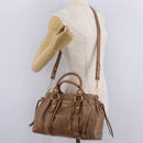Miu Miu Hand Bag Leather 2way Beige Gold Auth 167654SAM-27