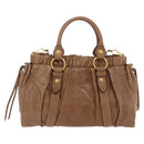 Miu Miu Hand Bag Leather 2way Beige Gold Auth 167654SAM-2