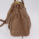 Miu Miu Hand Bag Leather 2way Beige Gold Auth 167654SAM-3
