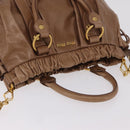Miu Miu Hand Bag Leather 2way Beige Gold Auth 167654SAM-6