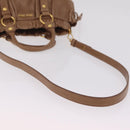 Miu Miu Hand Bag Leather 2way Beige Gold Auth 167654SAM-8