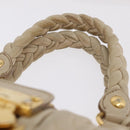 Miu Miu Matelasse Hand Bag Leather 2way Beige Gold Auth 167655A-15
