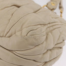 Miu Miu Matelasse Hand Bag Leather 2way Beige Gold Auth 167655A-19