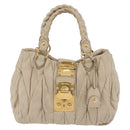 Miu Miu Matelasse Hand Bag Leather 2way Beige Gold Auth 167655A-13