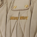 Miu Miu Matelasse Hand Bag Leather 2way Beige Gold Auth 167655A-22