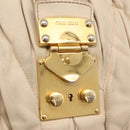Miu Miu Matelasse Hand Bag Leather 2way Beige Gold Auth 167655A-23