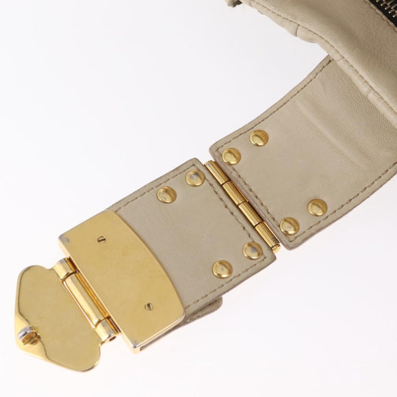 Miu Miu Matelasse Hand Bag Leather 2way Beige Gold Auth 167655A