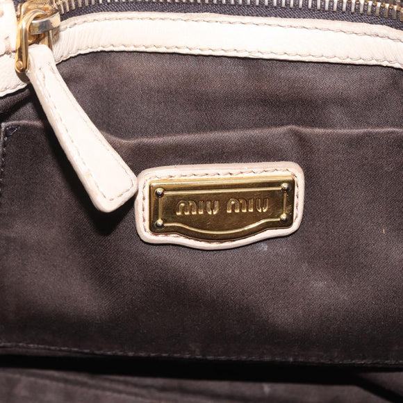 Miu Miu Matelasse Hand Bag Leather 2way Beige Gold Auth 167655A