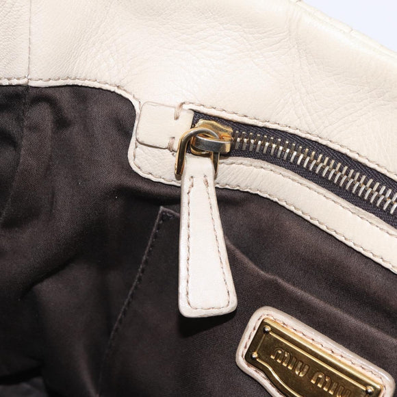Miu Miu Matelasse Hand Bag Leather 2way Beige Gold Auth 167655A