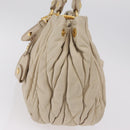 Miu Miu Matelasse Hand Bag Leather 2way Beige Gold Auth 167655A-4