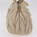Miu Miu Matelasse Hand Bag Leather 2way Beige Gold Auth 167655A-5