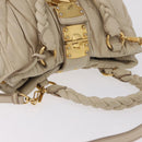 Miu Miu Matelasse Hand Bag Leather 2way Beige Gold Auth 167655A-14