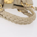 Miu Miu Matelasse Hand Bag Leather 2way Beige Gold Auth 167655A-7