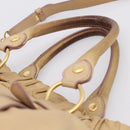 Miu Miu Hand Bag Leather 2way Beige Gold Auth 167656M-15