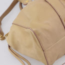 Miu Miu Hand Bag Leather 2way Beige Gold Auth 167656M-19