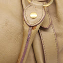 Miu Miu Hand Bag Leather 2way Beige Gold Auth 167656M-10