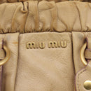 Miu Miu Hand Bag Leather 2way Beige Gold Auth 167656M-23