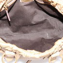 Miu Miu Hand Bag Leather 2way Beige Gold Auth 167656M-11