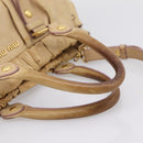 Miu Miu Hand Bag Leather 2way Beige Gold Auth 167656M-14